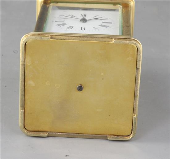 A late 19th century French brass carriage clock, height 6.75in.